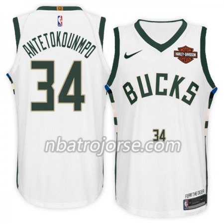 Män Milwaukee Bucks Tröja Giannis Antetokounm 34 II Nike 2017-18 Vit Swingman Män Milwaukee Bucks Tröja Giannis Antetokounm 34 II Nike 2017-18 Vit Swingman